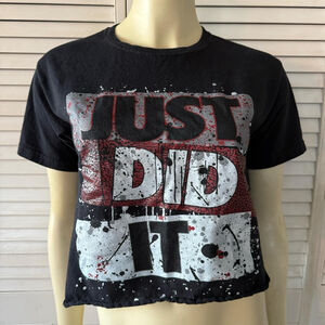 Women's Hustle G Graphic Tee Size L Black Crop Top